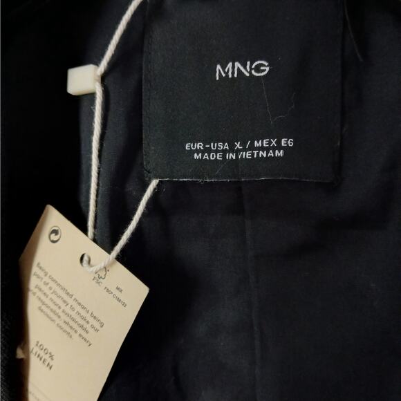 Mango MNG Women's 100% Linen Blazer Size XL Black Jacket Business Office - Picture 10 of 11